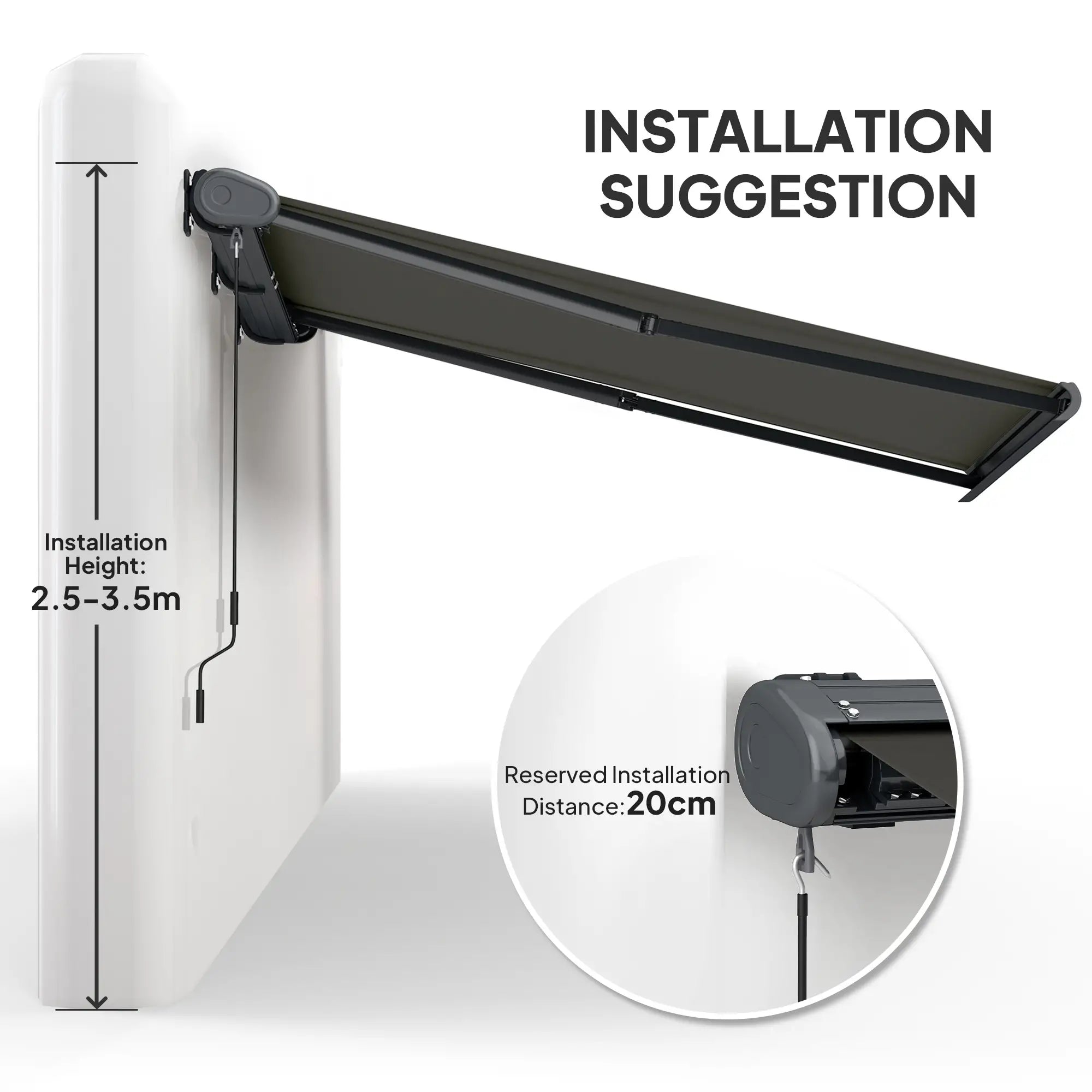 4m x 3m Retractable Electric Awning With Remote and Dark Grey Aluminium Frame UPF50+