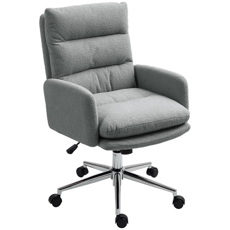Comfortable 91-99cm Grey Sherpa Fleece Office Chair - Ergonomic Design for Home & Office Use