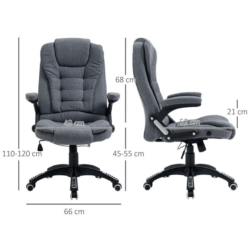 Vinsetto Ergonomic Office Chair - Comfortable Dark Grey Desk Chair with Adjustable Height, Armrests, Reclining & Tilt Function