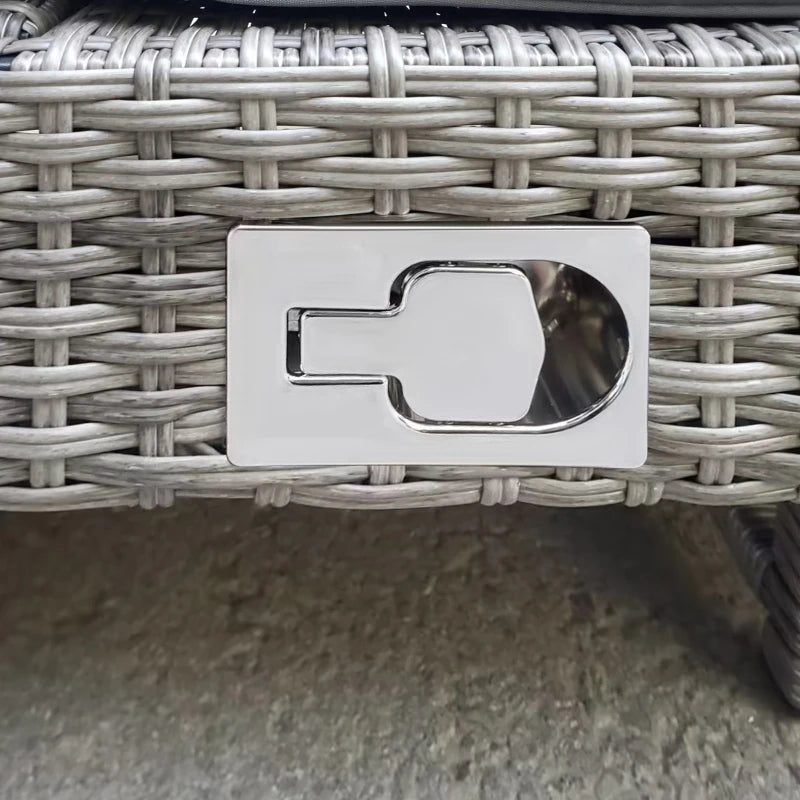 Dark Grey Rattan Sun Lounger with Adjustable Backrest & Washable Cushion for Patio & Garden