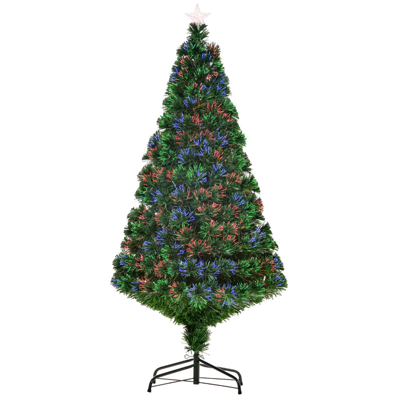 5FT Pre-Lit Fibre Optic Christmas Tree with Multi-Colour Lights & Tree Topper - Perfect Holiday Décor for Xmas