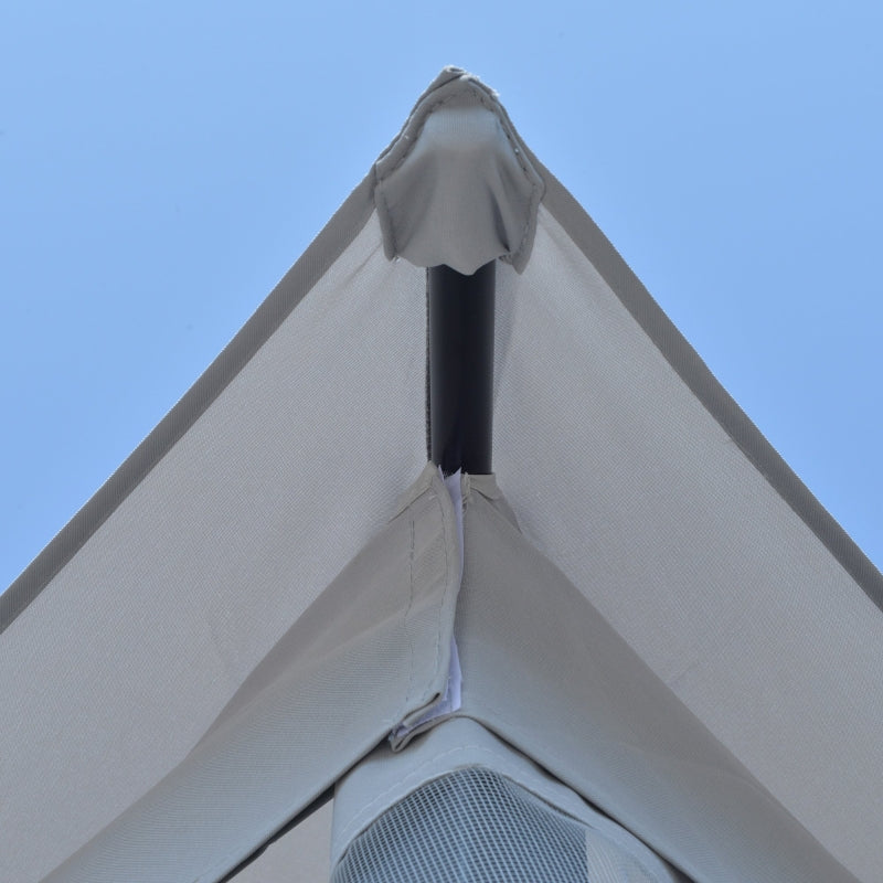 3 Seater Outdoor Swing Bed with Canopy, Cushioned Seat - Light Grey