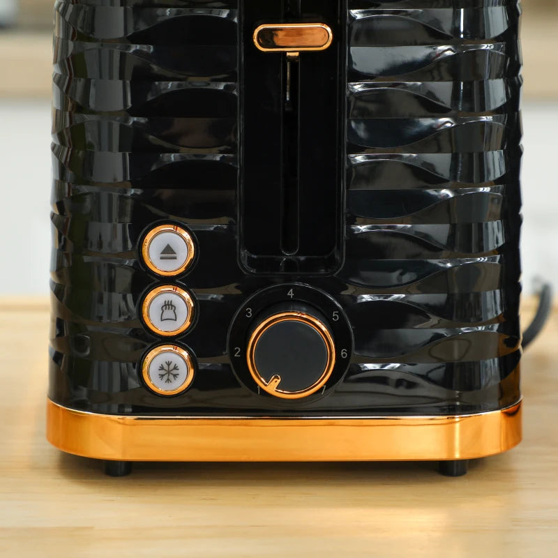 3000W Rapid Boil Kettle & 2 Slice Toaster Set - 1.7L Kettle with 7 Browning Controls, Black, Perfect Kitchen Duo