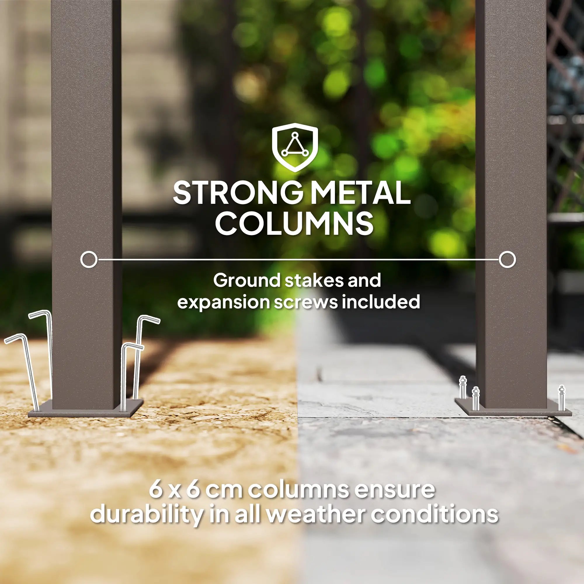 3m x 3m Brown Metal Lean-To Pergola