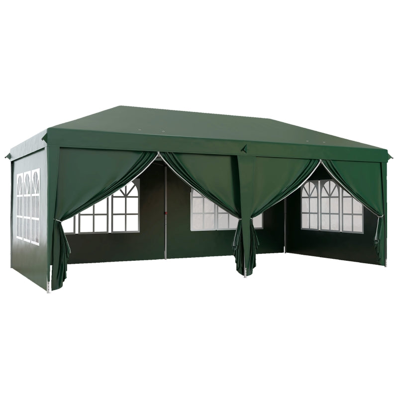 Dark Green 3x6m Pop-Up Gazebo with Curtain Walls and Windows