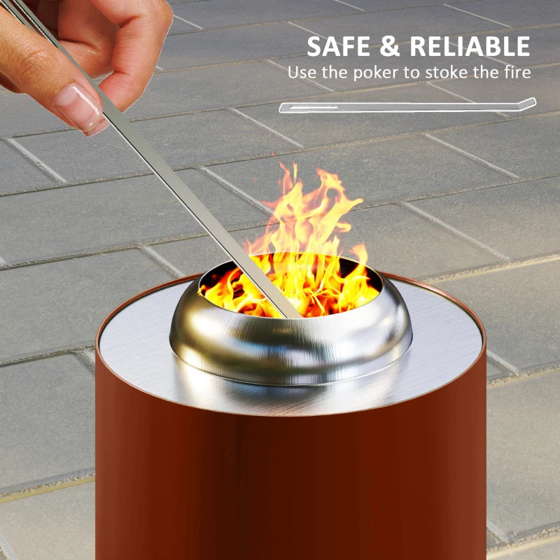 Portable Smokeless Fire Pit - 16x16cm Stainless Steel Wood Burning Tabletop Fire Pit for Garden, Camping & Bonfire Parties - Red