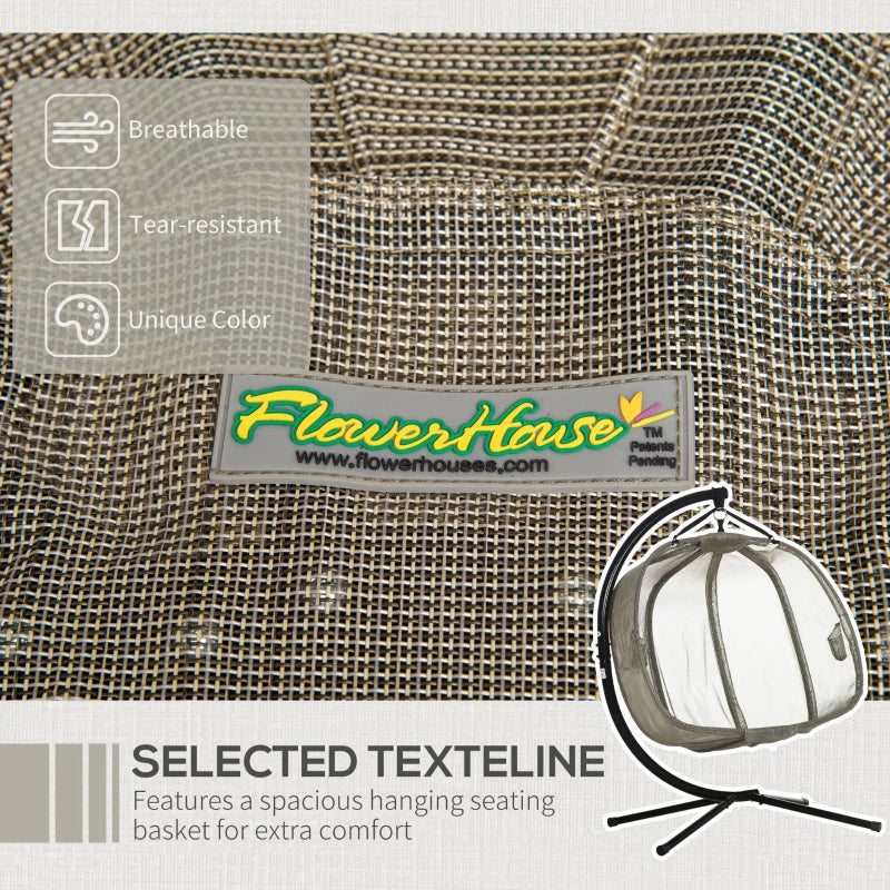 Brown Double Seater Texteline Swing Hammock Chair with Stand and Cushion