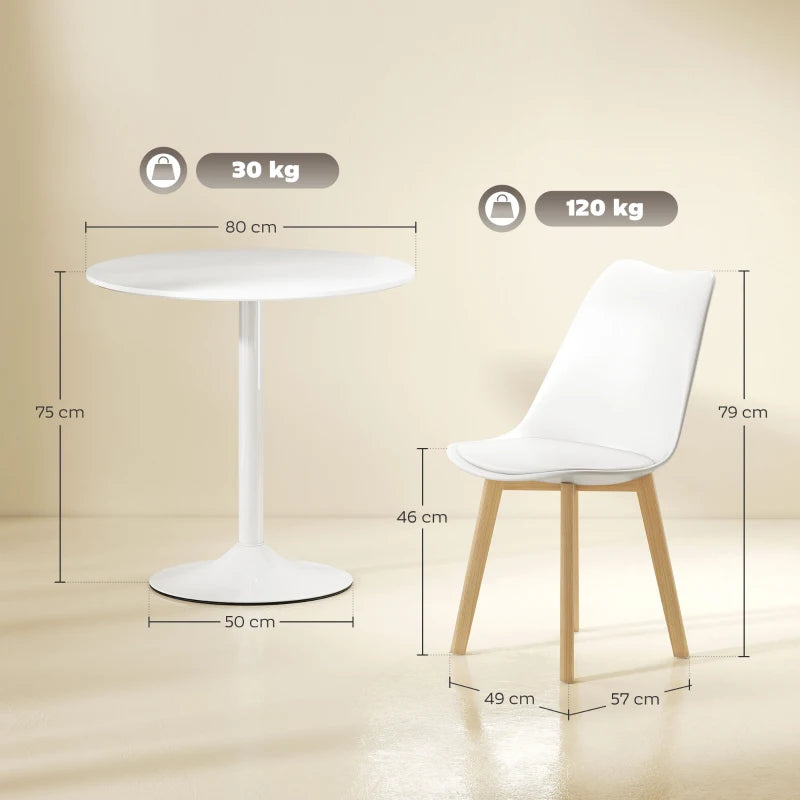 Stylish Five-Piece Modern White Dining Set - Perfect for Contemporary Homes, Includes Table and Four Chairs