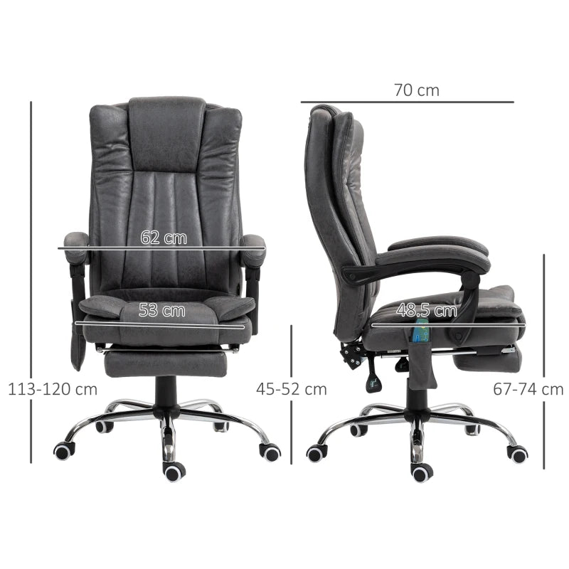 Vinsetto Six-Point Massage Chair with Heat & Footrest - Ergonomic Dark Grey Recliner for Ultimate Relaxation