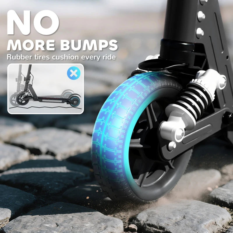 Folding Electric Scooter for Kids with Dual Brakes Front Suspension and LED Lights Black