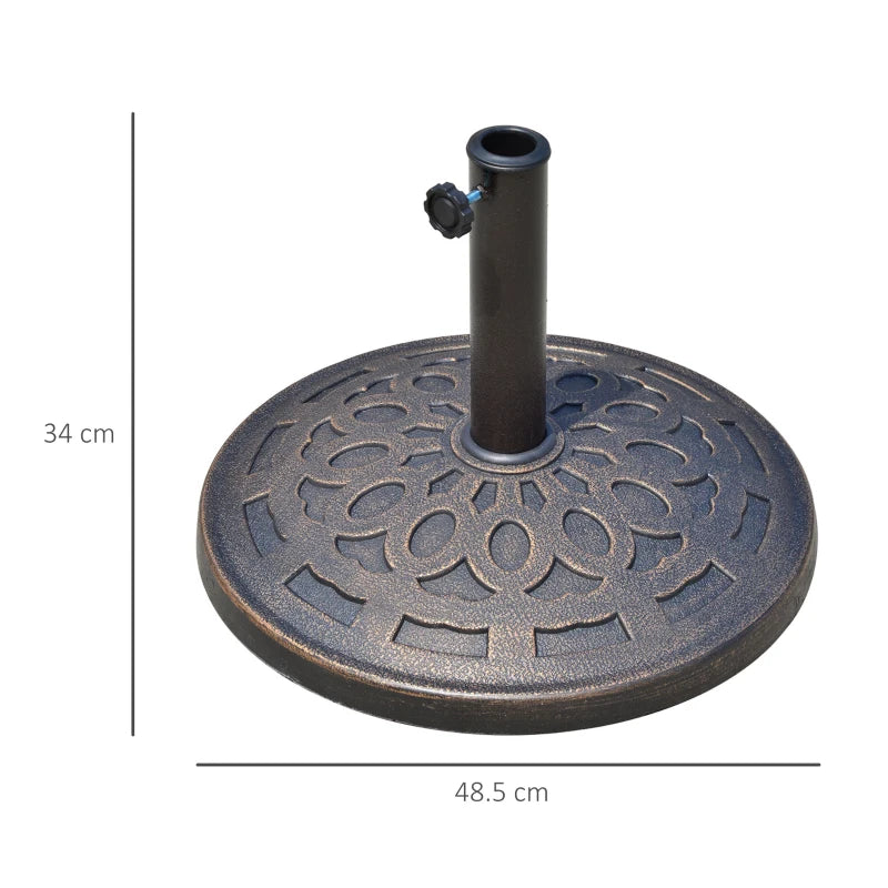 Bronze Round Garden Parasol Base Holder with Adjustable Coupler