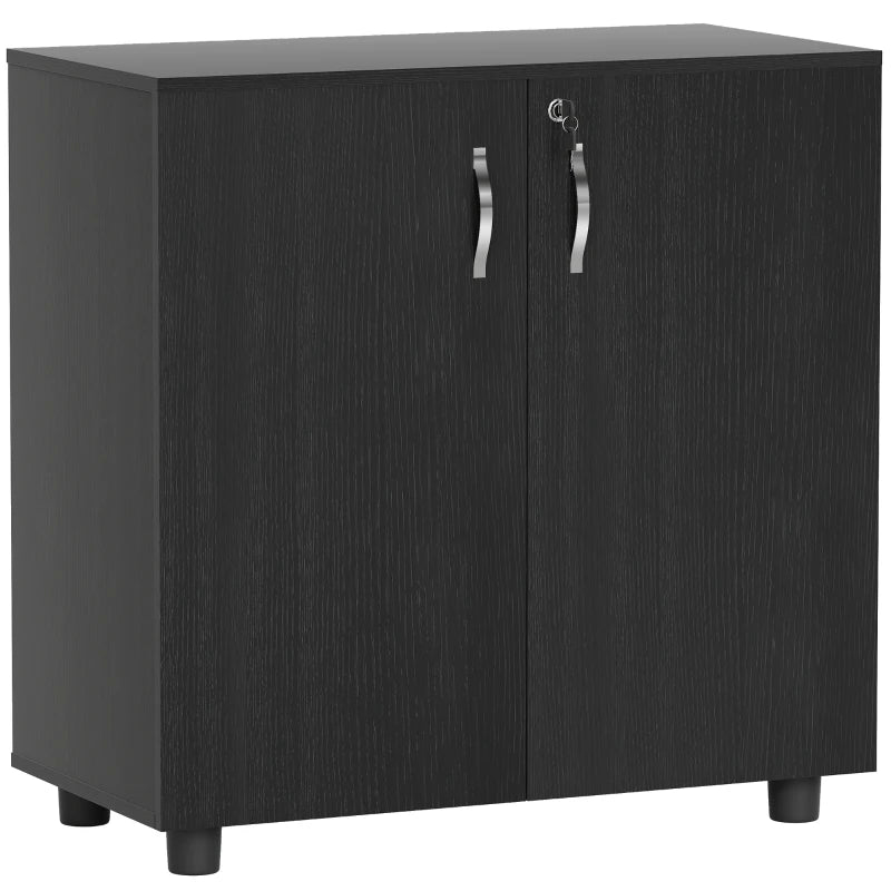 Vinsetto Two-Tier Locking Office Storage Cabinet - Stylish Black Organizer for Secure Document and Supply Storage