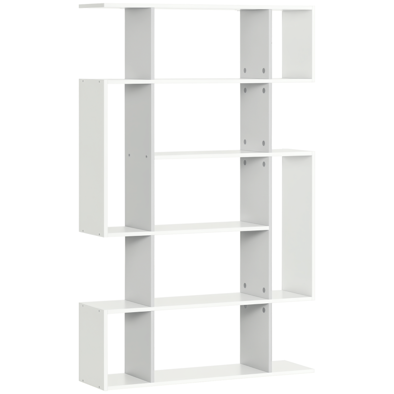 Modern 5-Tier Bookshelf - 13 Open Shelves Freestanding Bookcase for Home Office & Study - Stylish White Storage Solution
