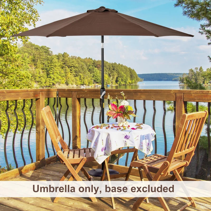 Aluminium Frame Coffee Garden Parasol Umbrella - 2.6M Tilt & Crank Sunshade