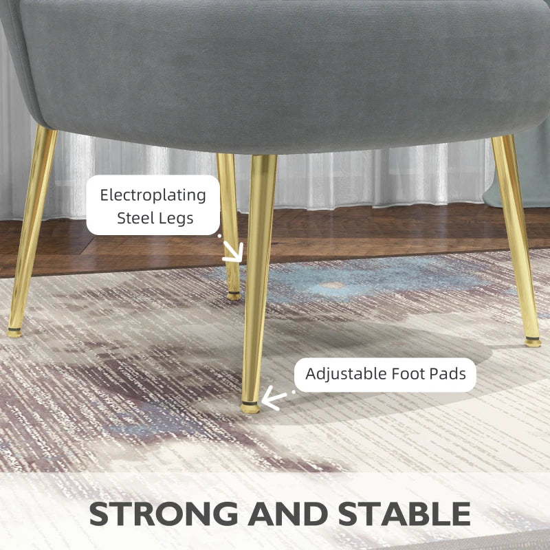 Stylish Grey Velvet-Feel Tub Accent Chair for Modern Living Spaces