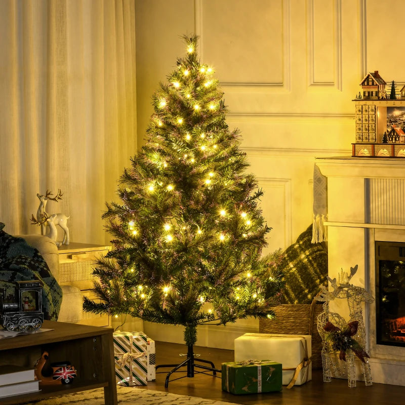 5ft Pre-Lit Artificial Christmas Tree - Warm White LED Spruce Holiday Décor with Metal Stand - Perfect Xmas Decoration