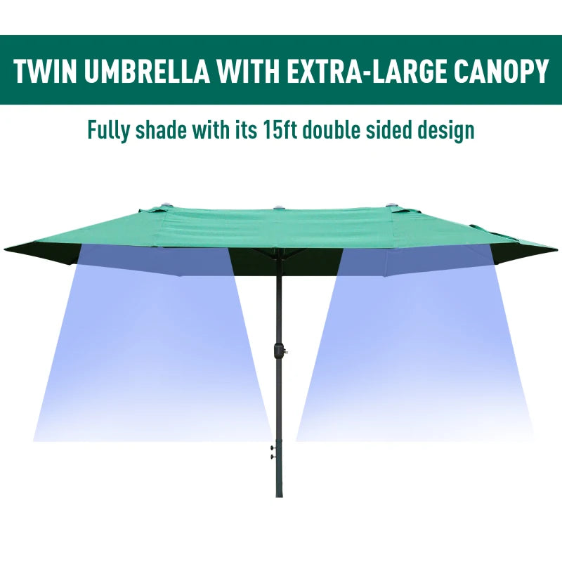 Dark Green 4.6M Double-sided Crank Sun Umbrella Canopy
