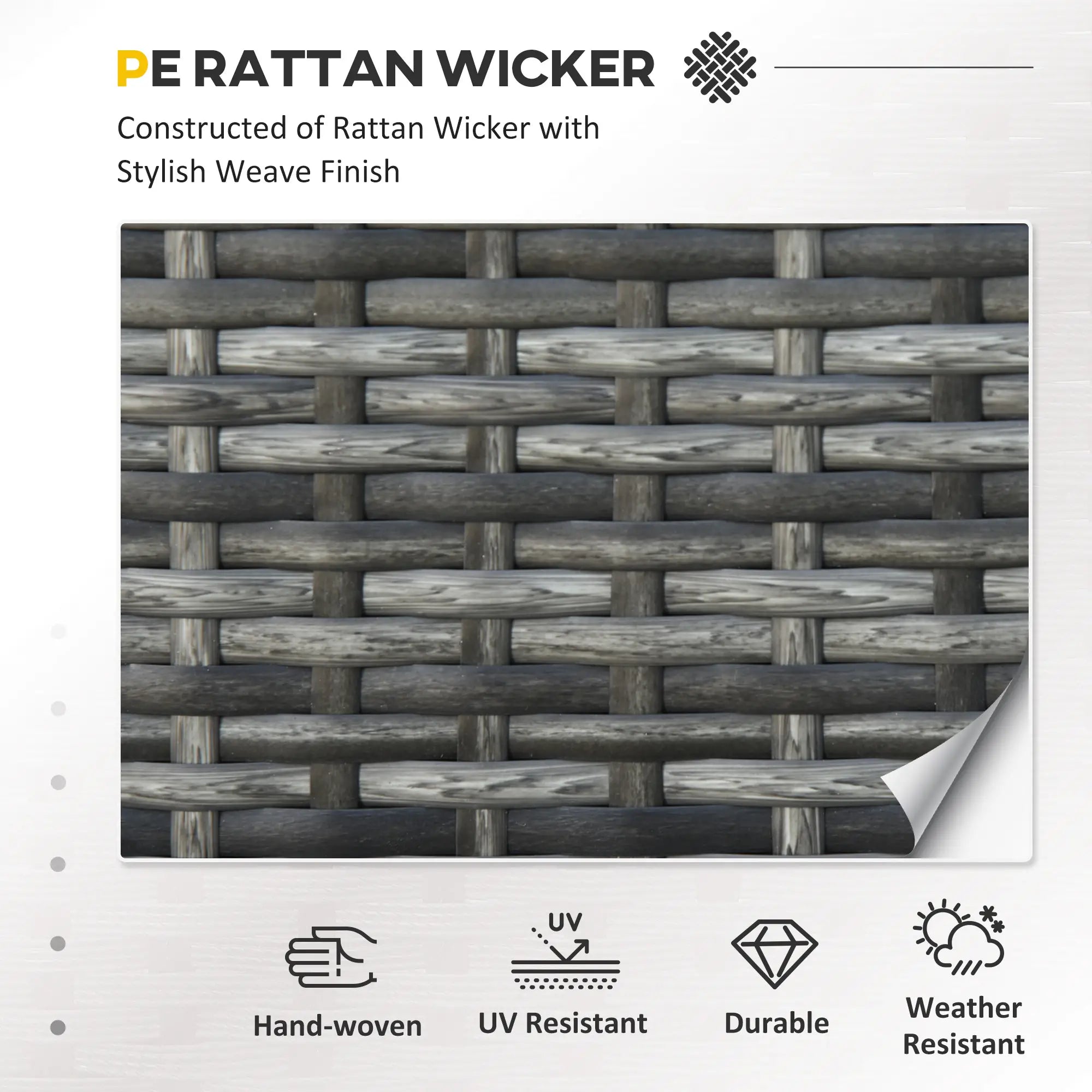 Grey 3-Seater Weather Resistant Rattan Sofa