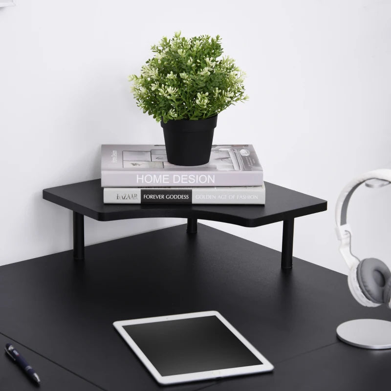 L-Shaped Gaming Desk with CPU Rack & Keyboard Tray - Space-Saving Steel Frame Home Office Desk, 165x145cm, Black