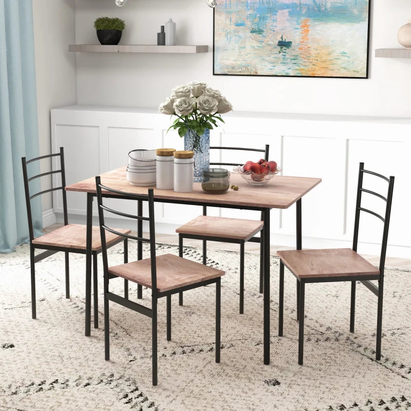5-Piece Space-Saving Dining Table and Chairs Set - Steel Frame, Compact Design for Small Kitchens, Black Finish