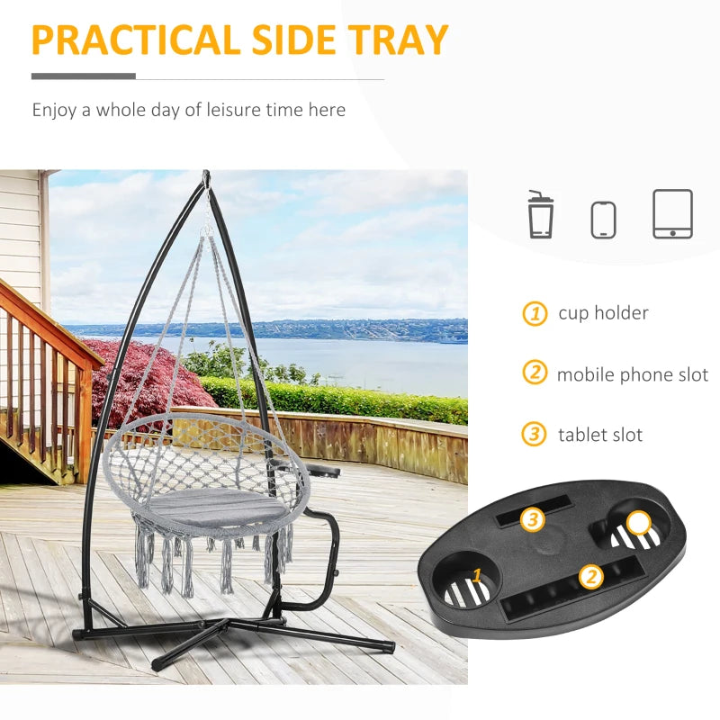 Black Metal C-Stand for Hanging Hammock Chair - Heavy Duty Construction