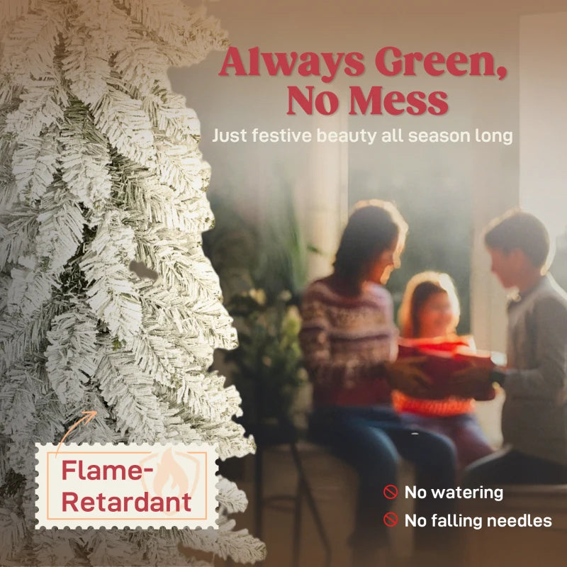 Set of 3 Flocked Pencil Christmas Trees - 3ft, 4ft, 5ft - Perfect Holiday Decor for Home & Office