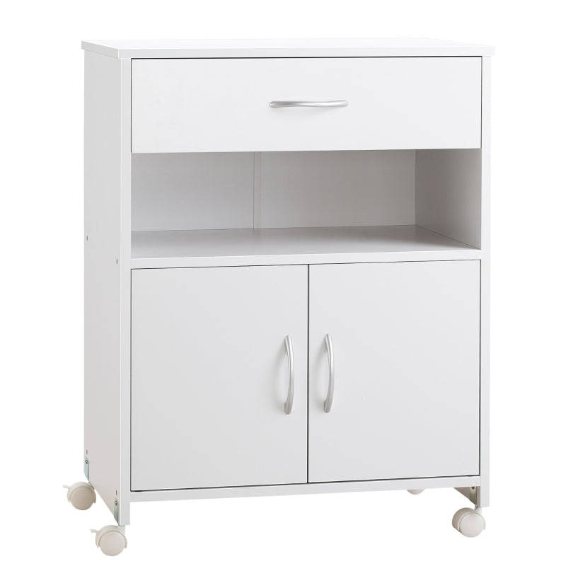 Vinsetto Mobile Printer Stand with Storage Drawer & Open Shelf - Home Office Cabinet, 60cm x 39cm x 80cm, White