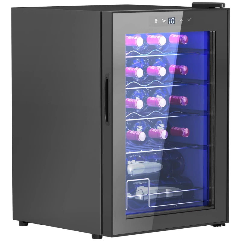20-Bottle Countertop Wine Fridge - Black, Perfect for Home or Office, Stylish Wine Cooler with Adjustable Temperature