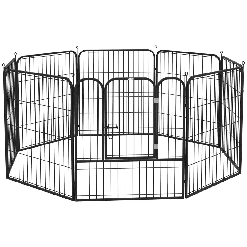 8 Panels Heavy Duty Puppy Playpen for Small & Medium Dogs - Indoor/Outdoor Use, Black, Durable Pet Enclosure