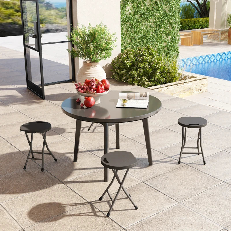 Set of Four Charcoal Grey Folding Carry Stools - Compact and Lightweight Design