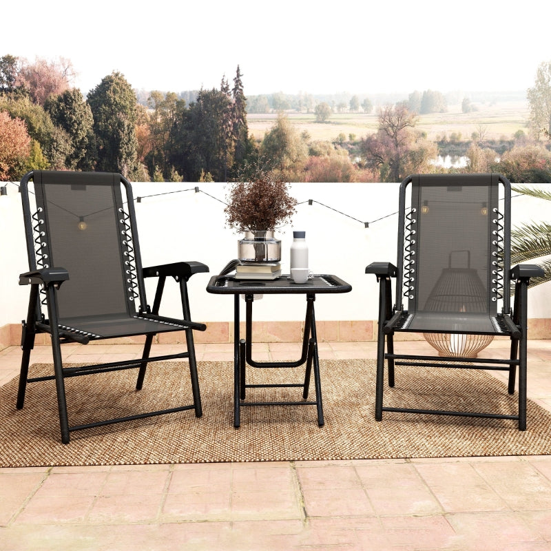 Black Three-Piece Garden Table and Chair Set