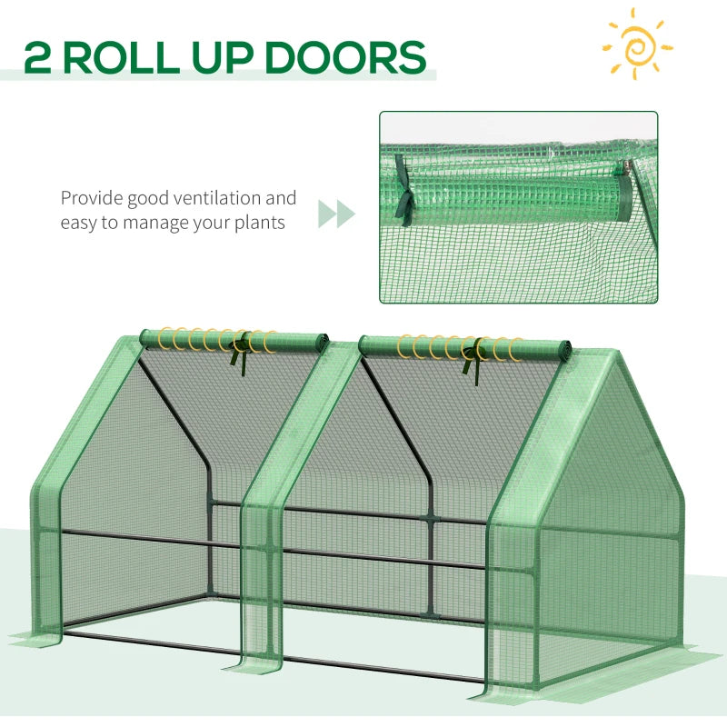 Compact Green Steel Frame Mini Greenhouse for Plants, 180 x 90 x 90 cm