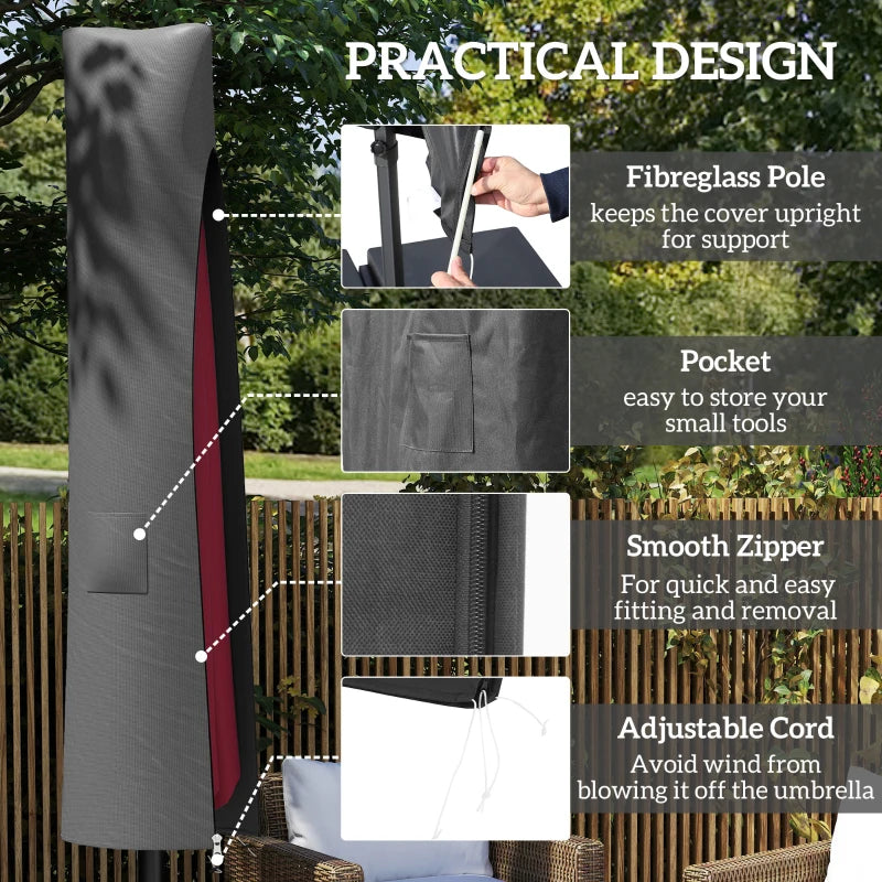 Grey Parasol Umbrella Cover - Waterproof, UV Protection, Fits Most Garden Umbrellas