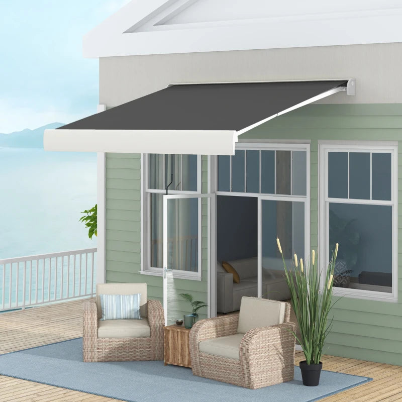 Grey 2.5m x 3m Electric Cassette Awning With Manual Handle & Remote Controller