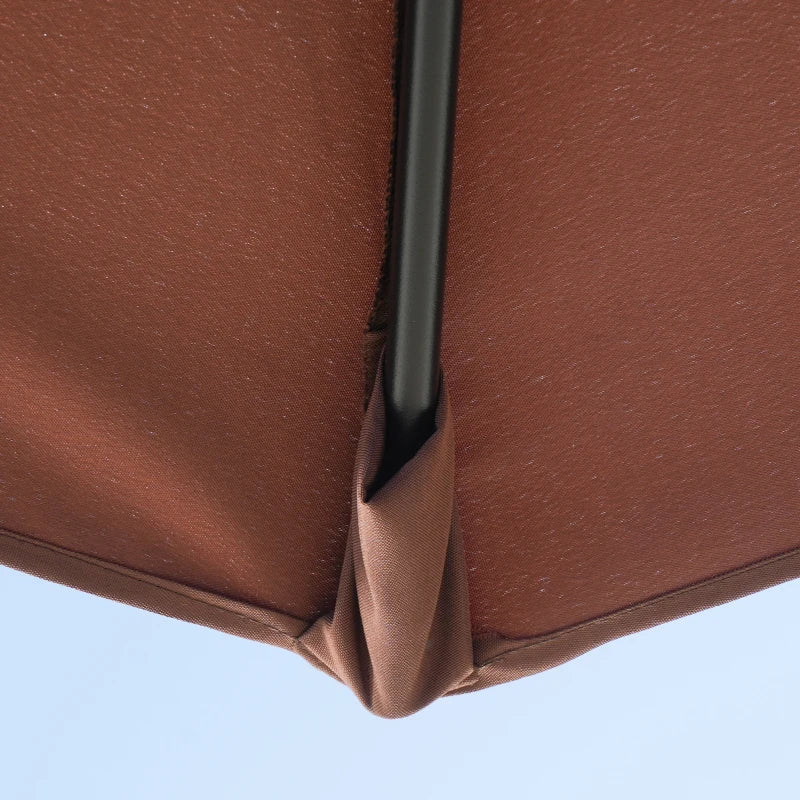 2m Coffee Half Parasol with Crank Handle and Base