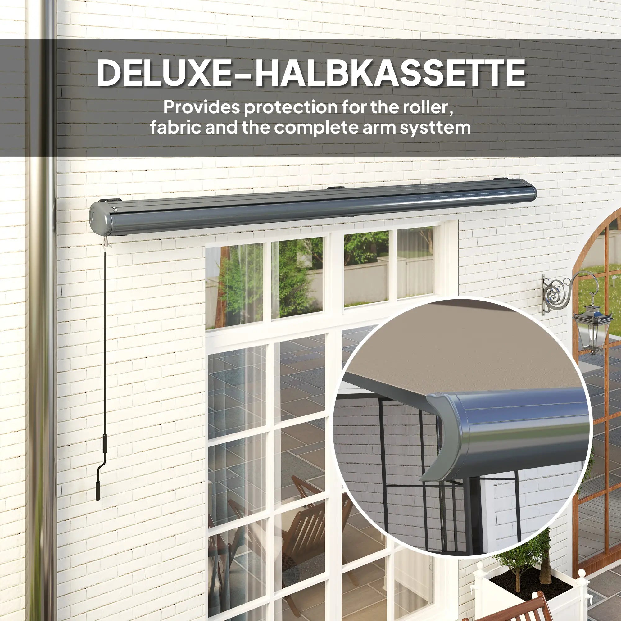 4m x 3m Full Cassette Electric Awning with Remote Controller - Aluminium Framed Retractable Garden Awning, UPF50+ Sun Shade Canopy