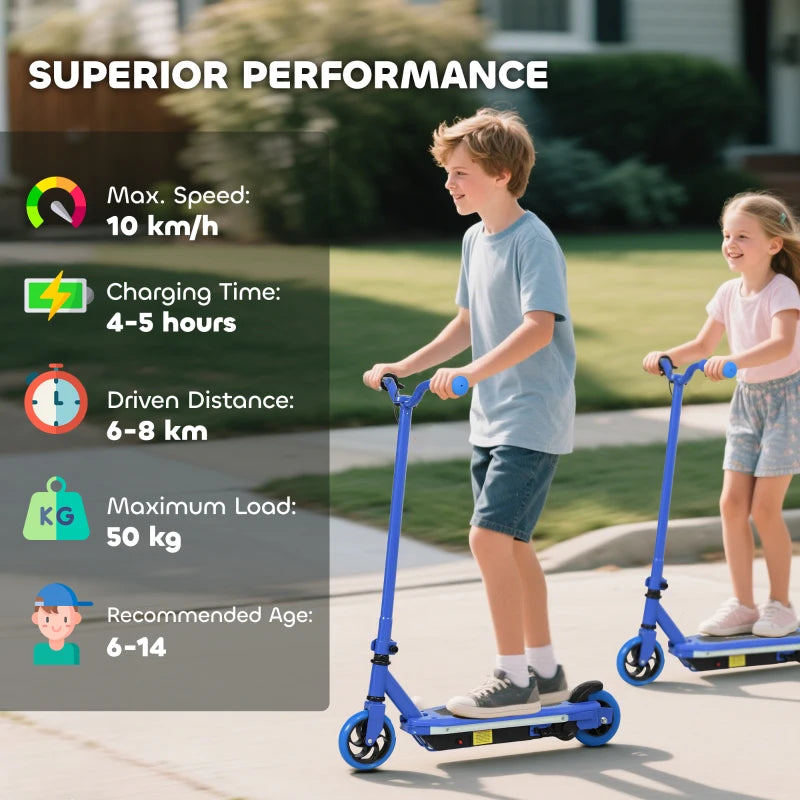 Electric Scooter for Kids Ages 6-14 with Colorful LED Lights Blue