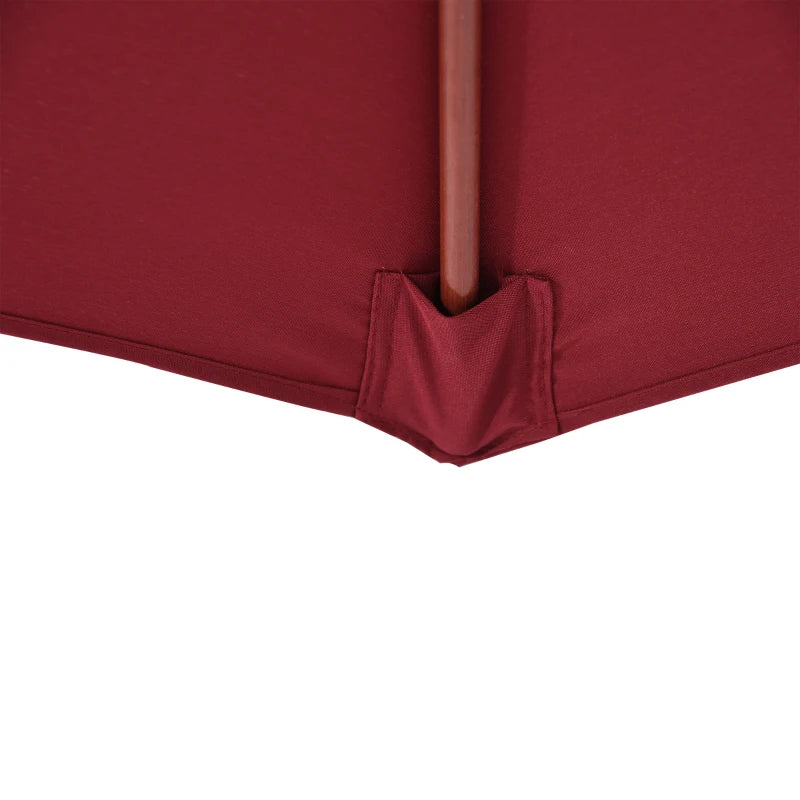 Red 2.5m Round Garden Parasol Umbrella with Wooden Pole