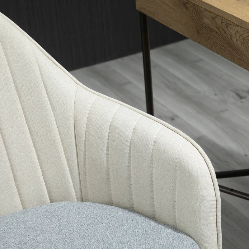 Vinsetto Beige Home Office Chair - Comfortable Swivel Desk Chair with Golden Base, Stylish Vanity Chair for Teens & Adults