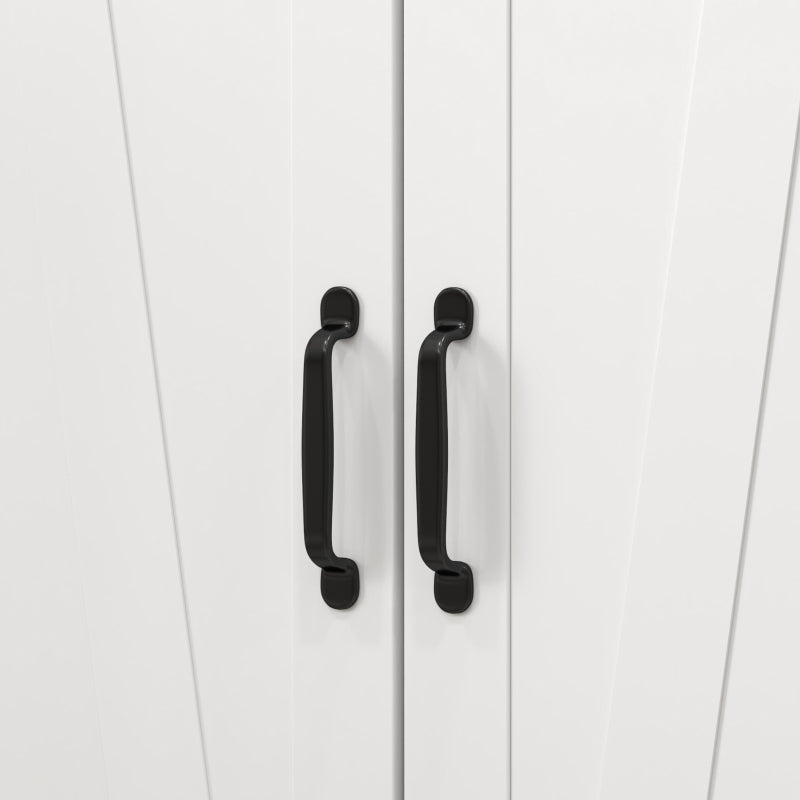 Multi-Storage Farmhouse Style White Cabinet - Rustic Storage Solution for Home, Kitchen, or Living Room