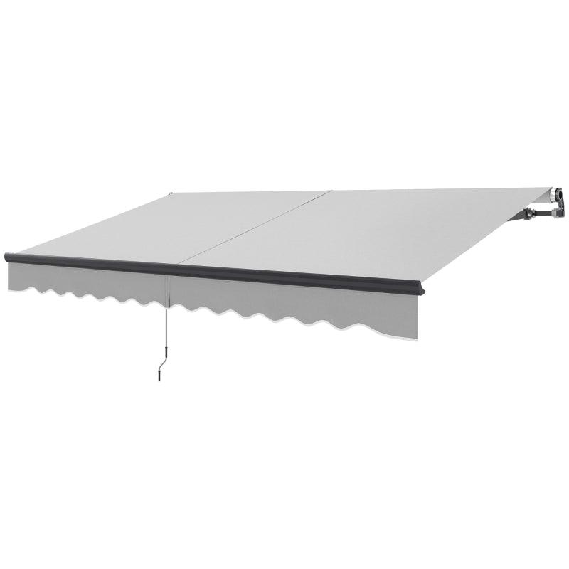 3.5m x 3m Light Grey Electric Retractable Awning with Remote Control & Aluminium Frame – UPF30+ Sun Shade for Patio, Garden, Deck, Door or Window