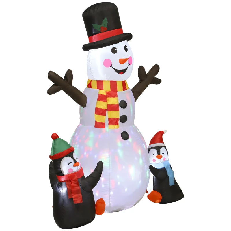 6FT Christmas Inflatables Snowman & Penguins with LED Lights - Blow Up Holiday Decoration for Indoor & Outdoor Garden Decor