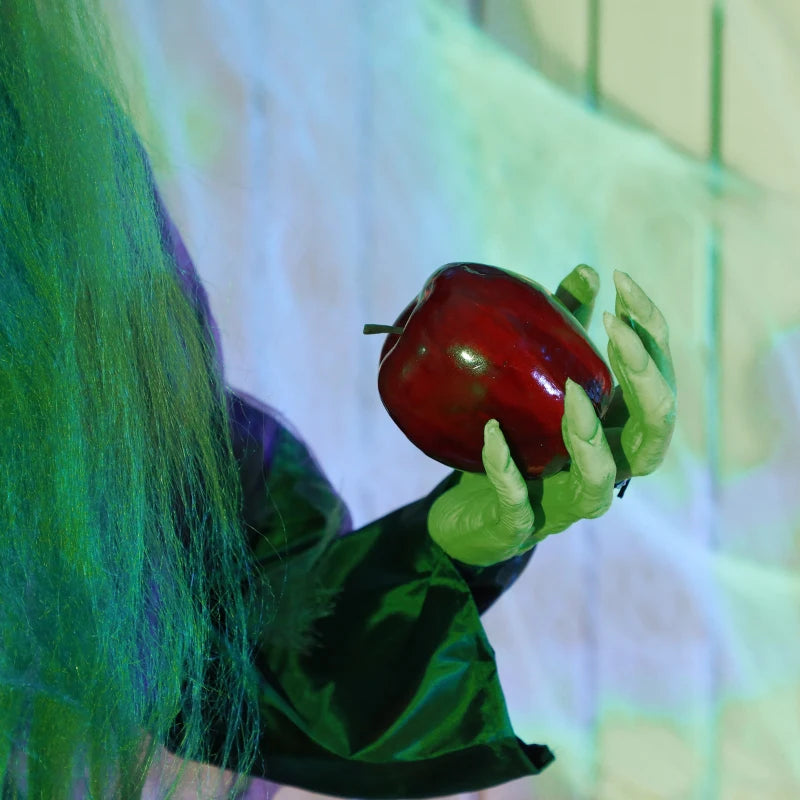 180 cm Life Size Animated Halloween Witch with Glowing LED Eyes - Spooky Battery Operated Standing Decoration