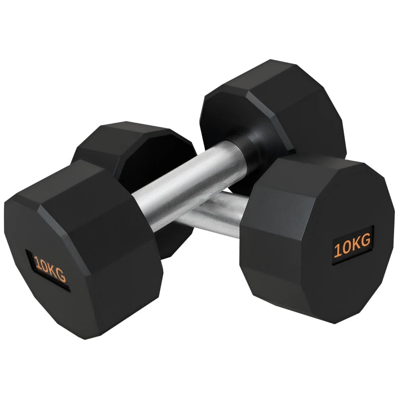 12-Sided Dumbbell Weights Set with Non-Slip Grip for Home Gym Workout 2 x 10kg for Men and Women