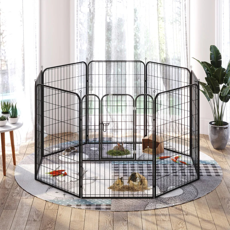 8 Panels Heavy Duty Puppy Playpen for Large & Medium Dogs - Indoor/Outdoor Use, Black Pet Play Yard
