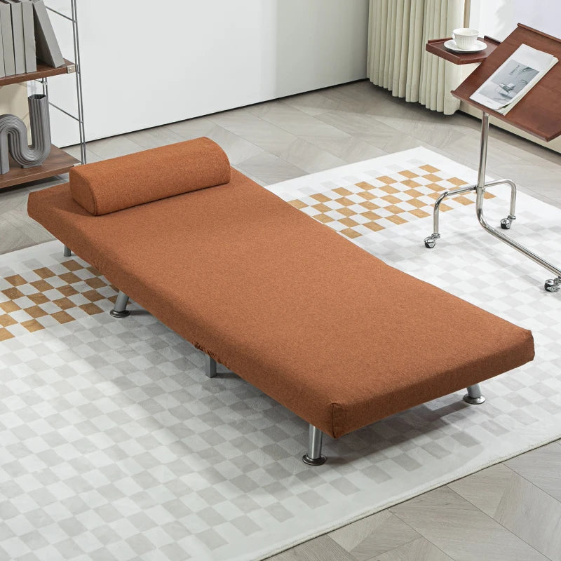 Linen-Feel Sleeper Chair in Coffee - Stylish and Comfortable Multi-Functional Seating Solution