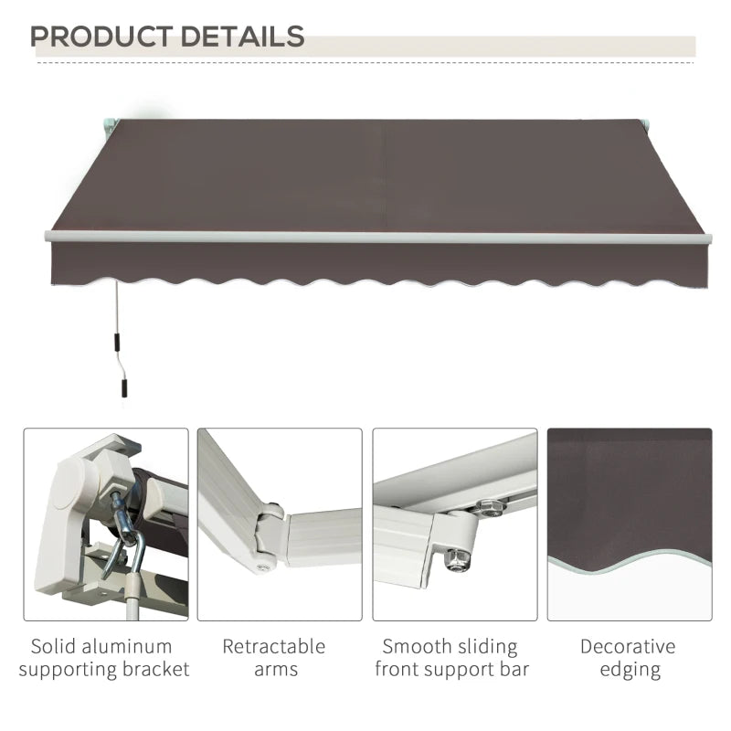 Grey 3m x 2m Retractable Porch Shade