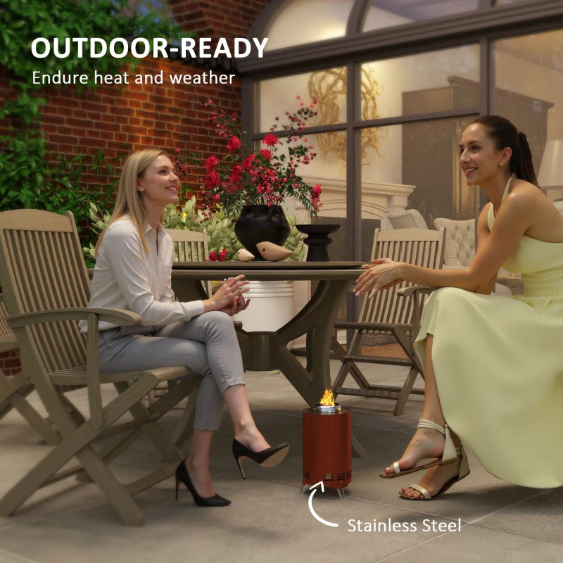 Portable Smokeless Fire Pit - 16x16cm Stainless Steel Wood Burning Tabletop Fire Pit for Garden, Camping & Bonfire Parties - Red