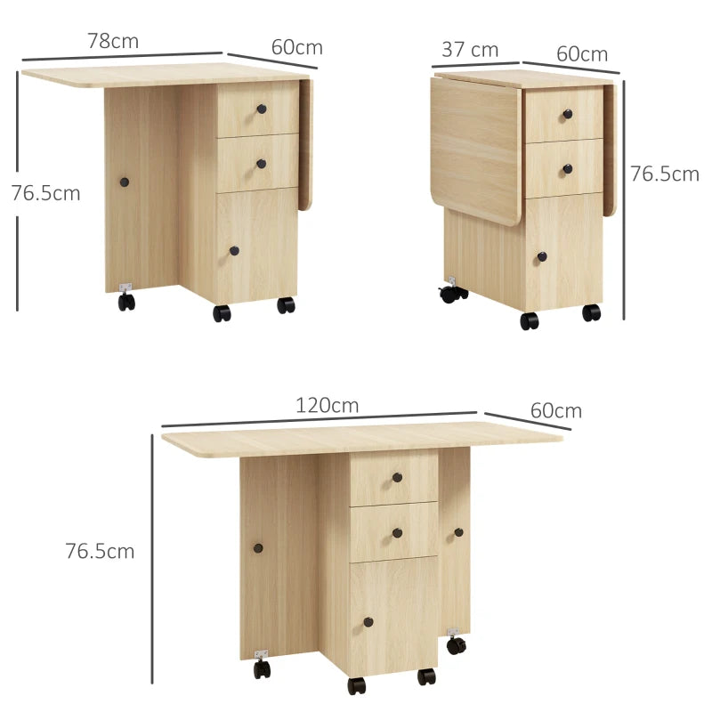 Stylish Six-Person Drop Leaf Dining Table with Storage - Elegant Wood-Effect Design for Modern Homes
