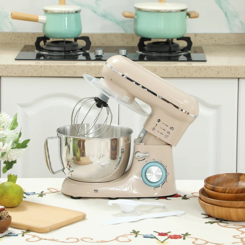 Premium 1300W Beige Kitchen Stand Mixer with Accessories - Perfect for Baking and Cooking Enthusiasts